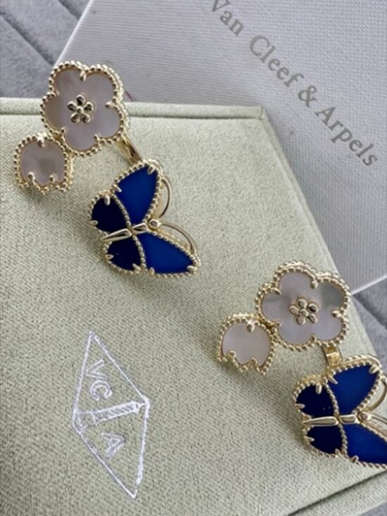 Van Cleef & Arpels Jewelry - ✨Van Cleef & Arpels Turquoise Butterfly and Four-Leaf Clover Earrings✨
